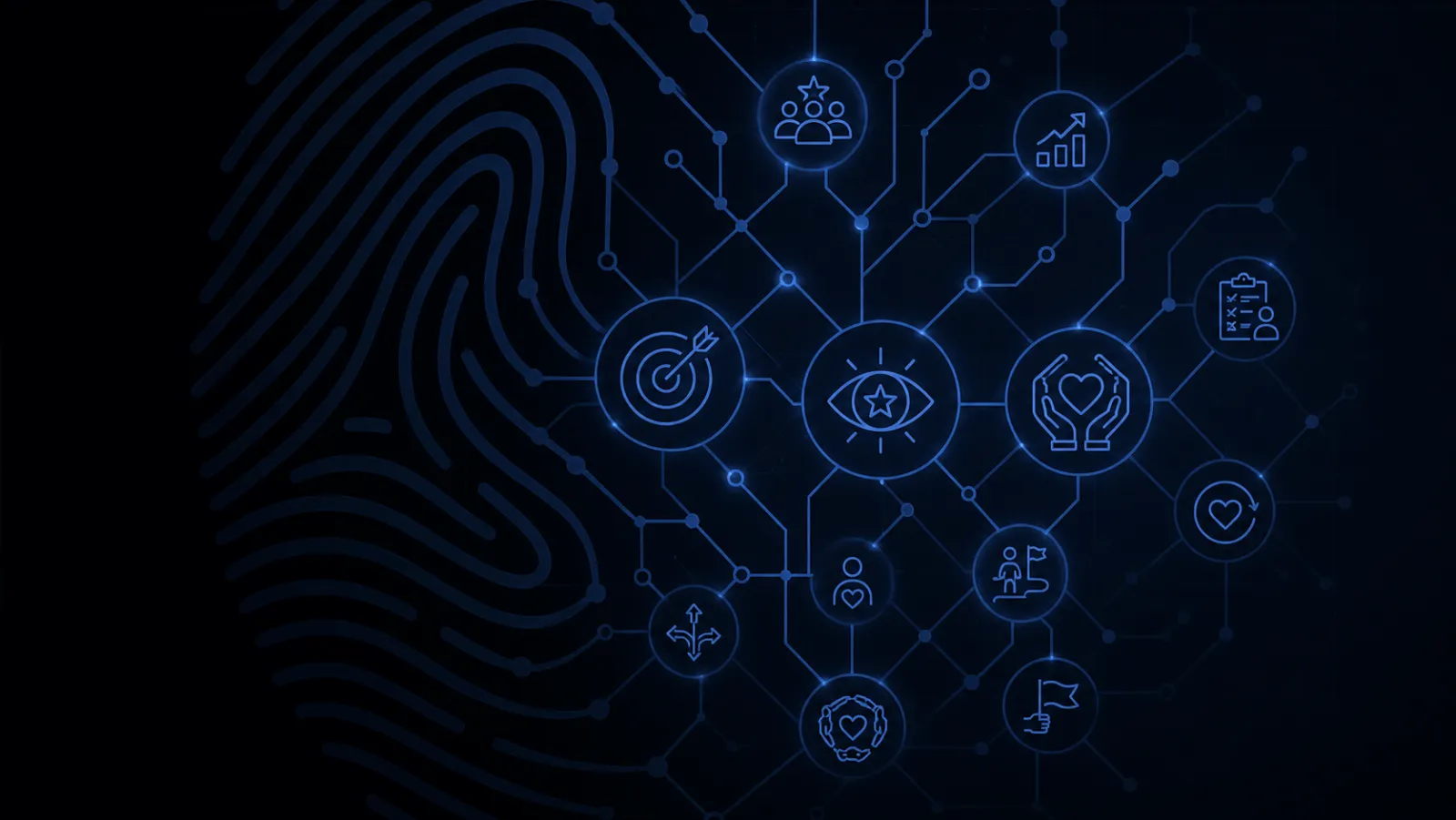 Connected leadership and values graphic representing HALA vision, mission, and governance